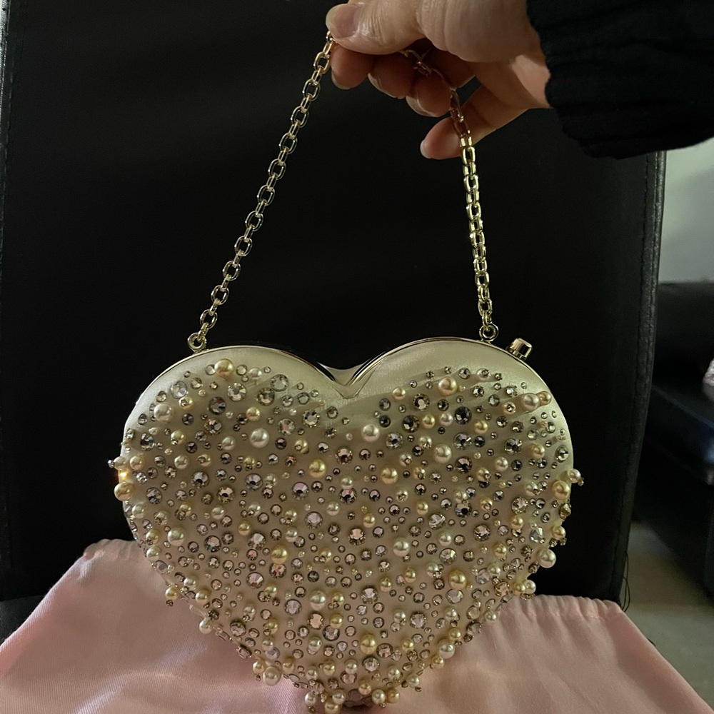 Kate Spade Faux Pearl 3D Embellished Heart Bag